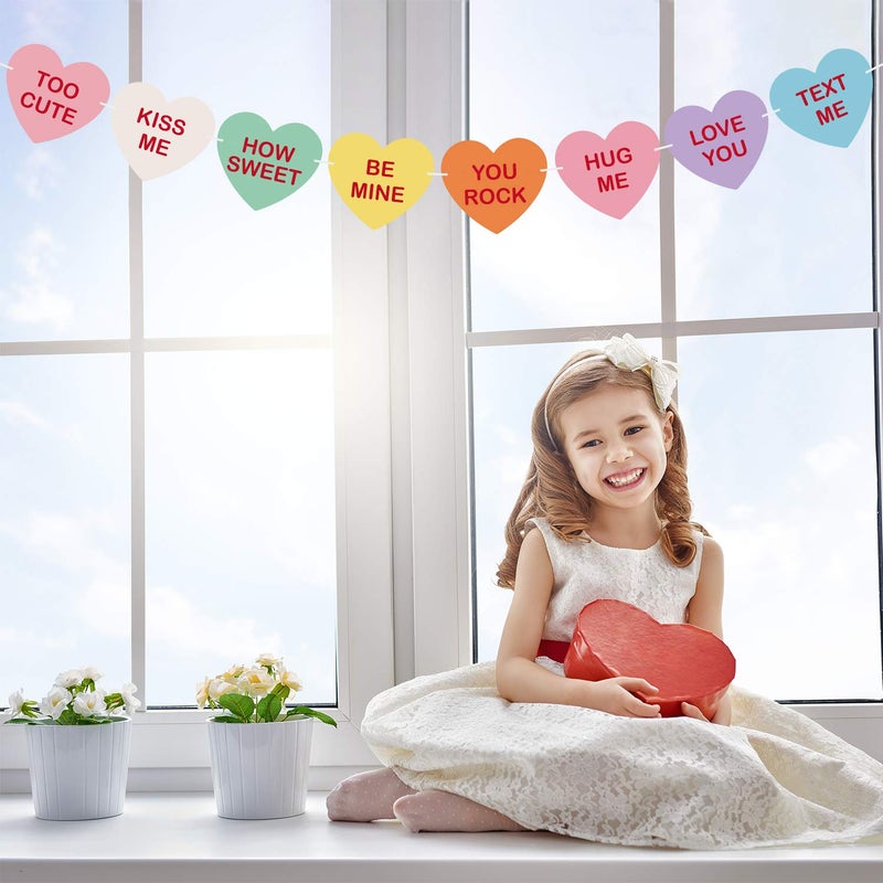 TUPARKA Valentine Conversation Candy Hearts Banner Valentine Candy Hearts Sayings Garland for Valentines Decoration Party Supplies - Image 4